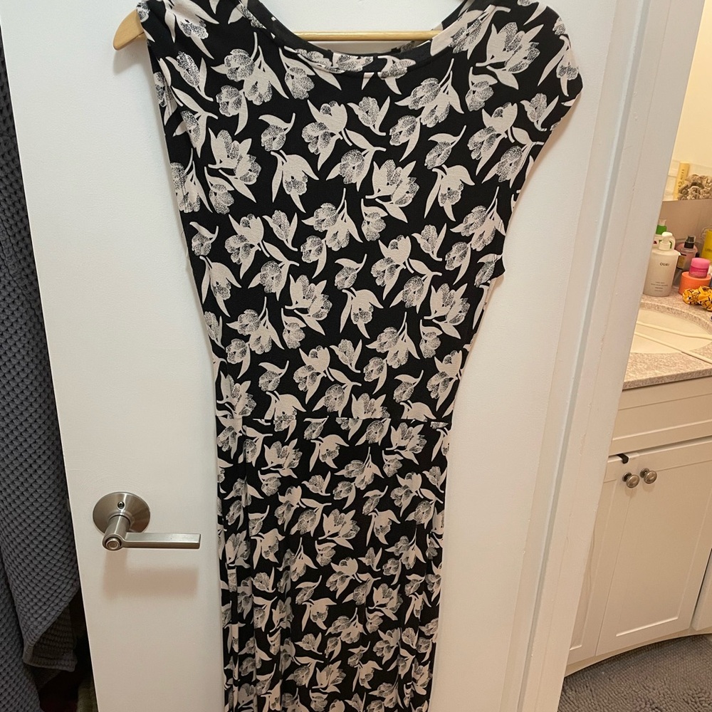 Floral Black and White Dress